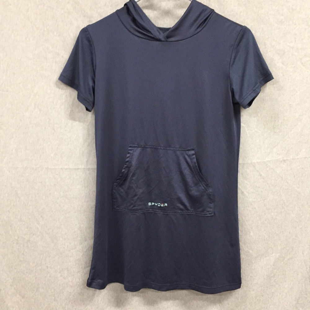Spyder‎ Womens Navy Blue Short Sleeve Hooded Performance Shirt Size M 10 Active